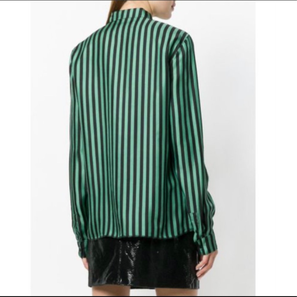 RtA Green and Black Oversized Silk Striped Shirt - Picture 3 of 4